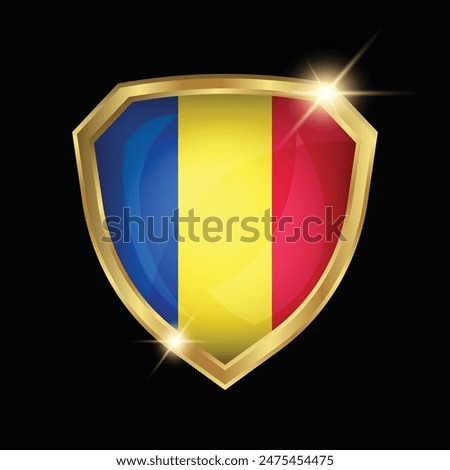 Romania Flag Golden Shield Logo