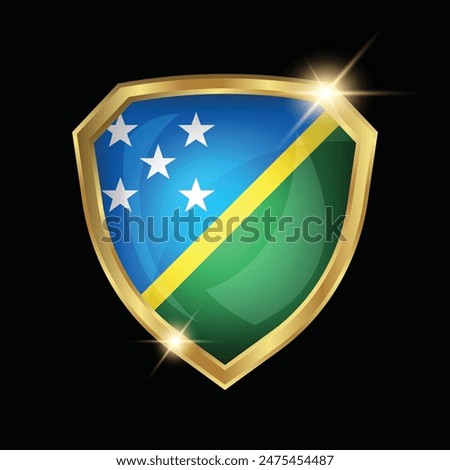 Solomon Islands Flag Golden Shield Logo