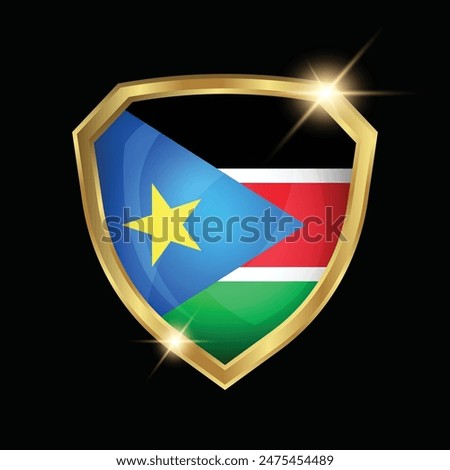 South Sudan Flag Golden Shield Logo