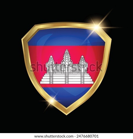 Cambodia Flag Golden Shield Logo