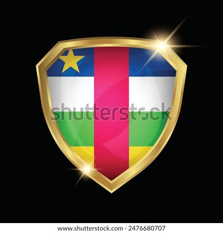 Central African Republic Flag Golden Shield Logo