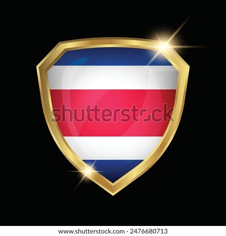 Costa Rica Flag Golden Shield Logo