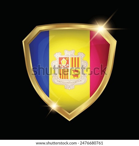 Andorra Flag Golden Shield Logo