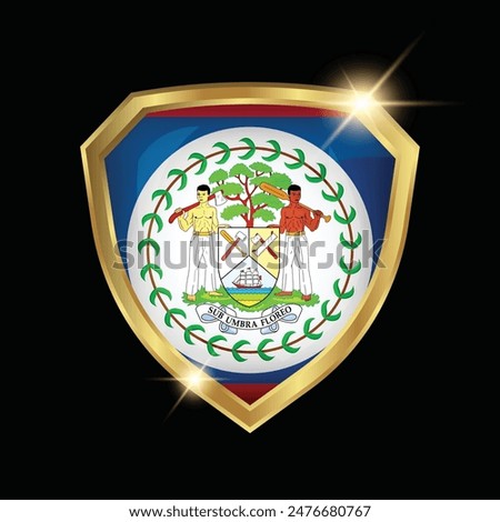 Belize Flag Golden Shield Logo