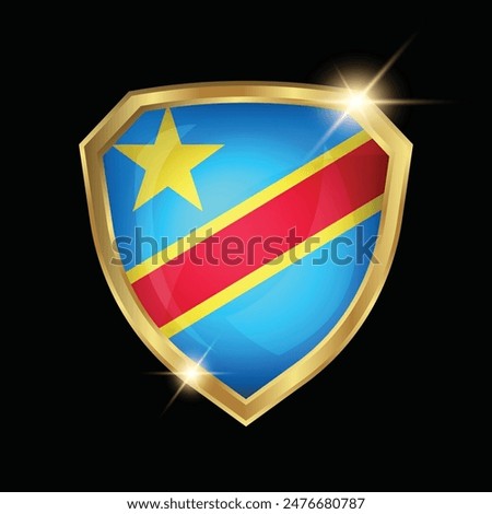 Democratic Republic of the Congo Flag Golden Shield Logo