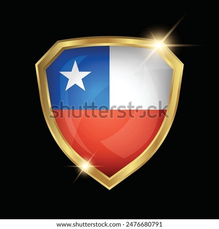 Chile Flag Golden Shield Logo