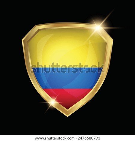 Colombia Flag Golden Shield Logo