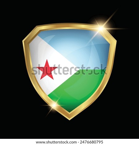 Djibouti Flag Golden Shield Logo