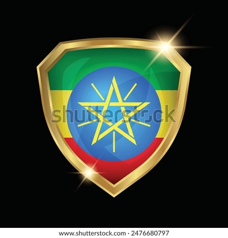 Ethiopia Flag Golden Shield Logo
