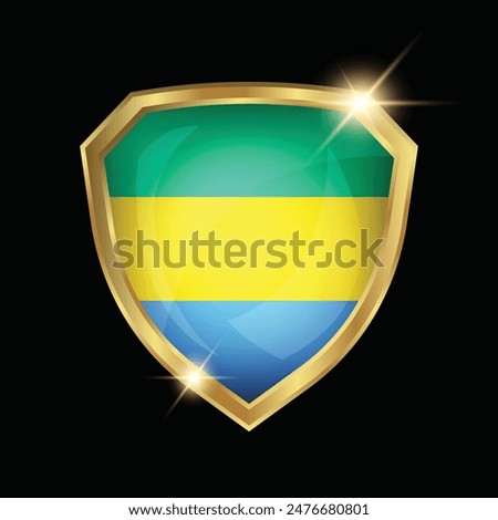 Gabon Flag Golden Shield Logo