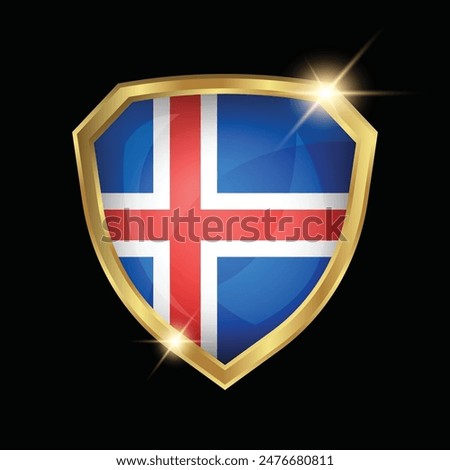 Iceland Flag Golden Shield Logo