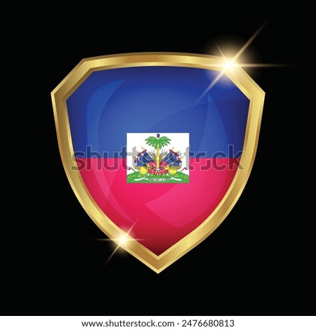 Haiti Flag Golden Shield Logo