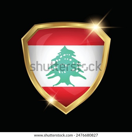 Lebanon Flag Golden Shield Logo