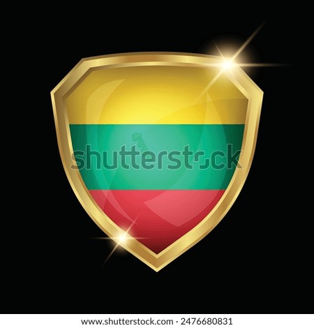 Lithuania Flag Golden Shield Logo