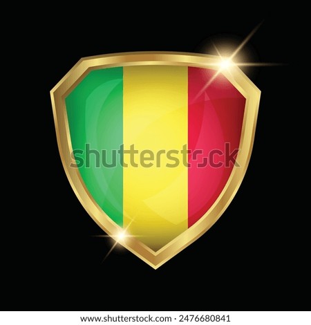 Mali Flag Golden Shield Logo