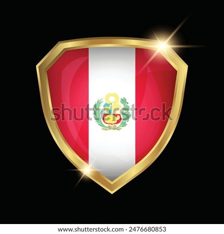 Peru Flag Golden Shield Logo