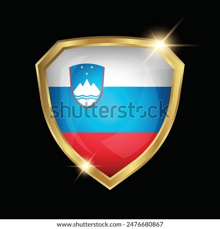 Slovenia Flag Golden Shield Logo