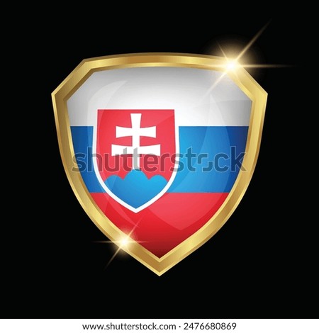 Slovakia Flag Golden Shield Logo