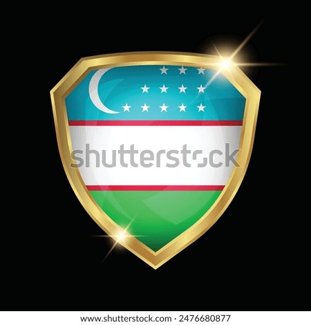 Uzbekistan Flag Golden Shield Logo