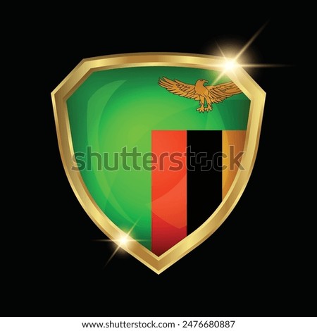 Zambia Flag Golden Shield Logo