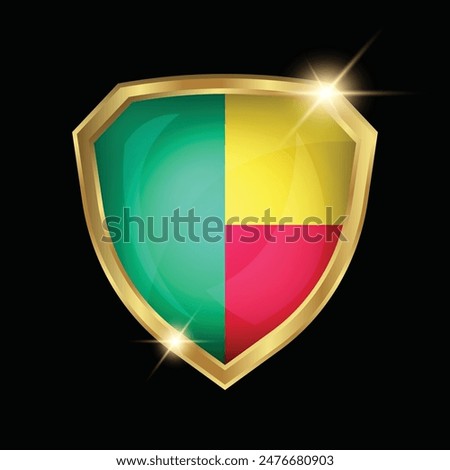 Benin Flag Golden Shield Logo