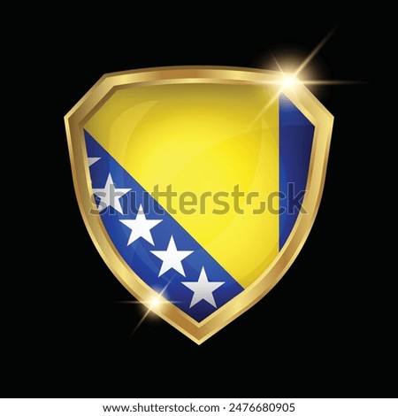 Bosnia and Herzegovina Flag Golden Shield Logo