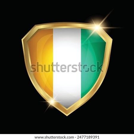 Ivory Coast Flag Golden Shield Logo