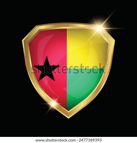 Guinea Bissau Flag Golden Shield Logo