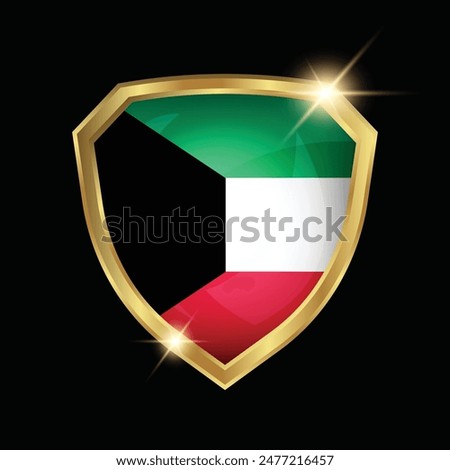 Kuwait Flag Golden Shield Logo