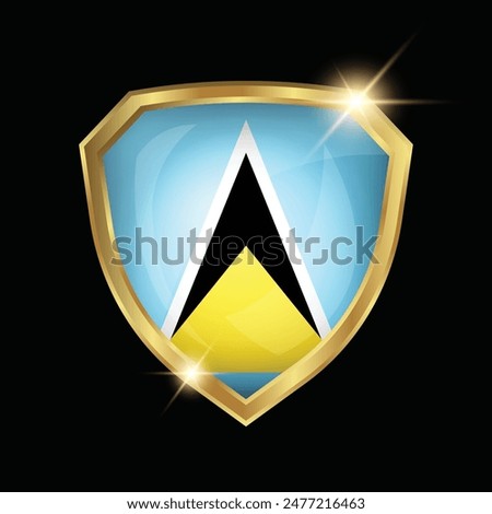 Saint Lucia Flag Golden Shield Logo