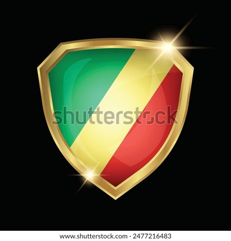 Republic of the Congo Flag Golden Shield Logo