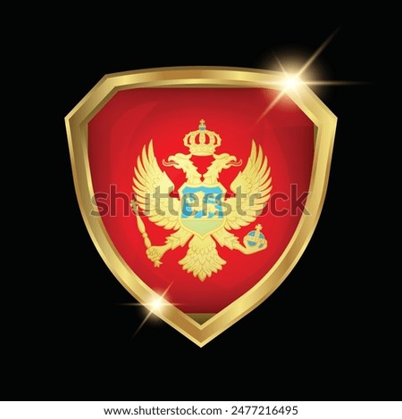 Montenegro Flag Golden Shield Logo