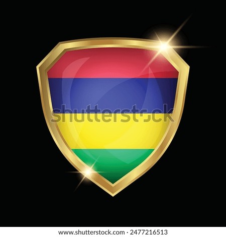 Mauritius Flag Golden Shield Logo