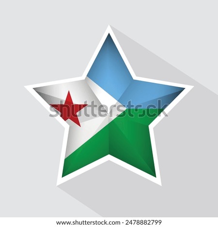 Djibouti Flag Star Shape Icon