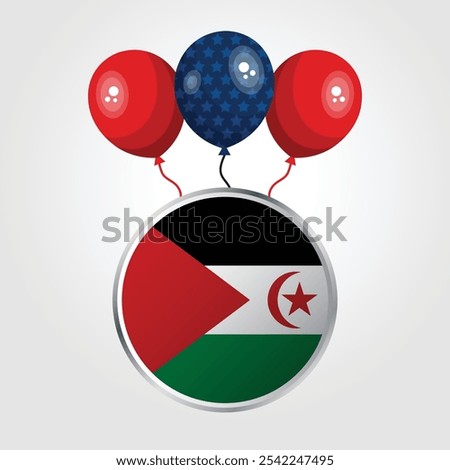 Celebration Western Sahara National Flag With Balloons