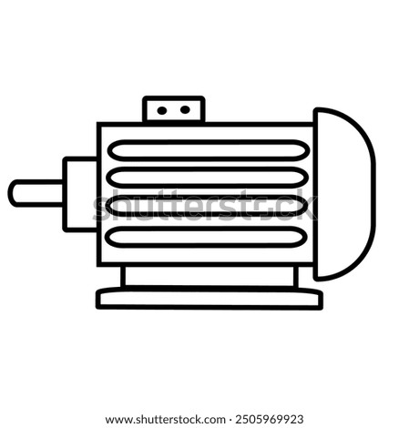 Three-phase motor icon, vector with outline for web design isolated on white background in black and white, EPS.