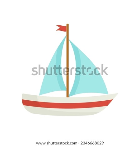 Boat color icon in cartoon style on isolated white background.Sailboat vector illustration in flat style.