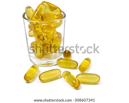 Fish oil,vitamin,supplements,fish oil capsule isolated on white background,dietary supplement product