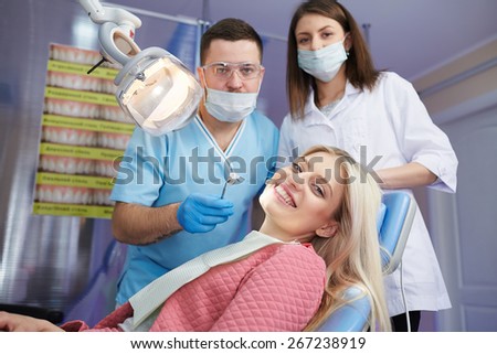 Patient girl in dentist