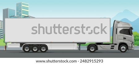 truck side view man Vector white daf auto Cargo empty 3d grey big large white box car new euro Italy work haul motor fast white send sending actros ship giga factory hybrid eco zero emission