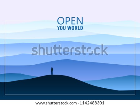 Similar – Image, Stock Photo Lonely traveler in mountains in winter