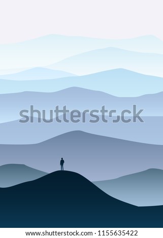 Similar – Image, Stock Photo Lonely traveler in mountains in winter