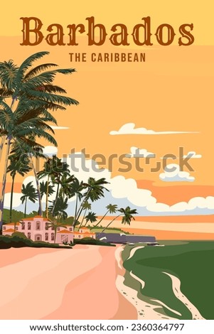 Barbados Travel poster tropical island resort vintage