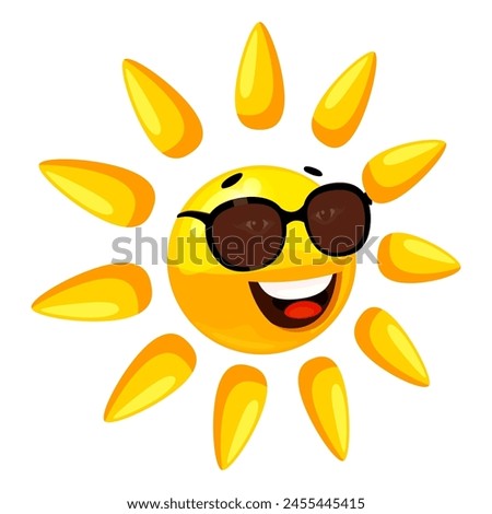 Sun in sunglasses character smiley cartoon