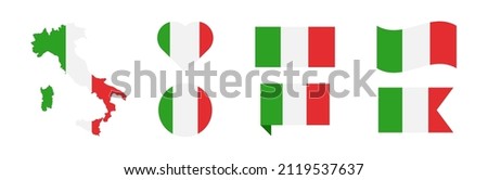 Italy flag icon set. Italia banners symbol. EPS 10.