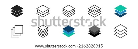  Set of layer icons. Vector isolated illustration. Layers icon collection. 