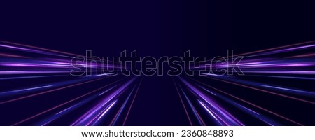 Light trail wave, fire path trace line, car lights, optic fiber and incandescence curve twirl. High speed road in night time abstraction. Sport car is made of polygons, lines and connected dots.	