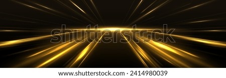 High-speed neon light lines of yellow color on a black background. Incredible speed on the expressway. Laser beams luminous abstract sparkling isolated on a transparent background.	