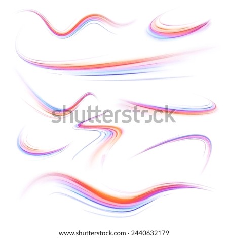 Vector pgn glitter light fire flare trace. Abstract image of speed motion on the road. Speed of light concept png background.