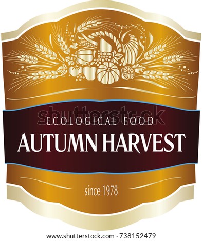 Fall Harvest Fest poster or packaging label organic food design.
